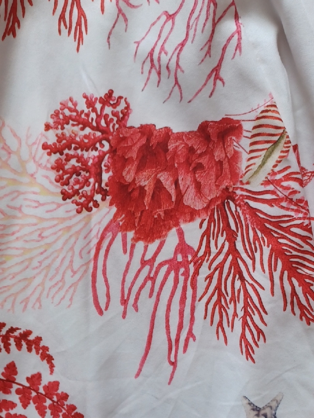 Women's Coral Print Fit & Flare Dress - White/Coral/Red - Picture 5 of 6
